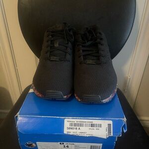 Adidas Zx Flux Black Athletic Sneaker with multicolored soles